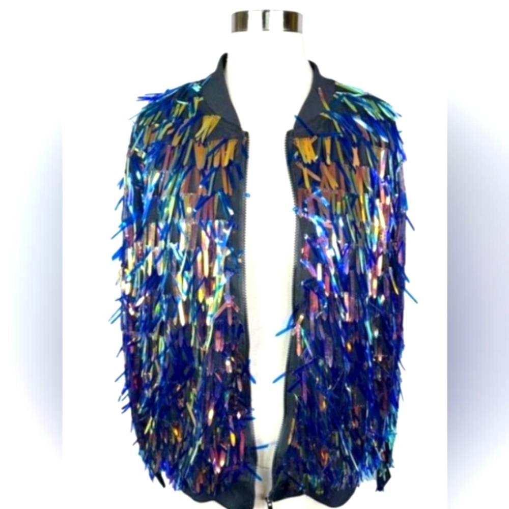 🔥Mega Wear Inc. 3D Sequined Tassel Bomber Jacket🔥 - Picture 4 of 8